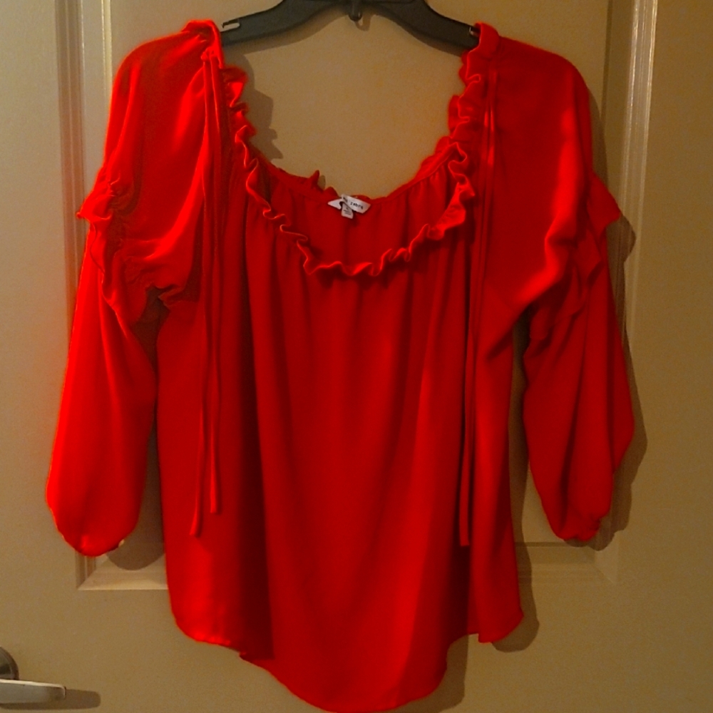 Red Ruffled Women's Top
